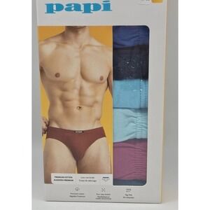 6 Pack PAPI Men's‎ Medium 100% Premium Cotton Low Rise Briefs Assorted Colors